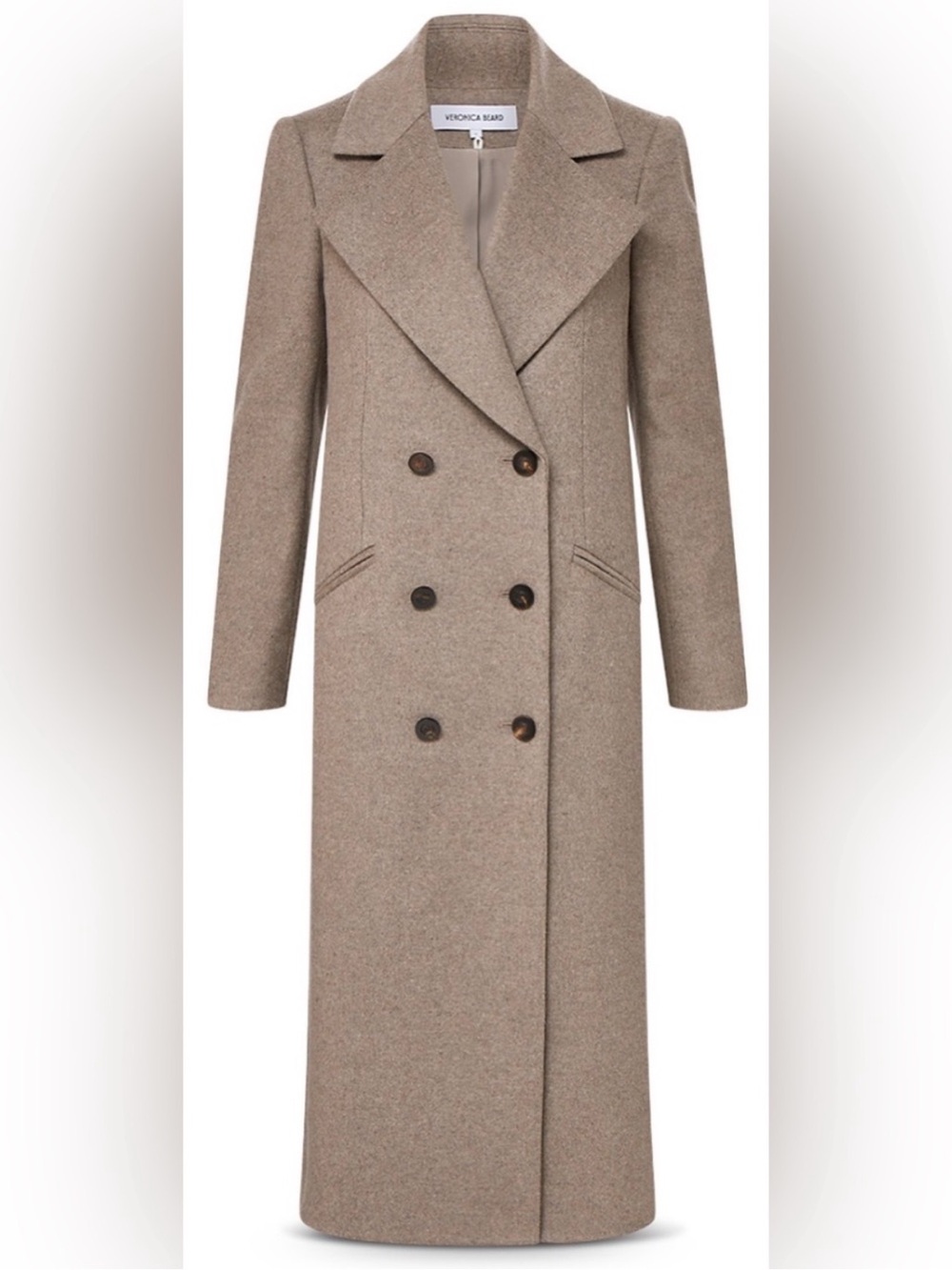 $1598 Veronica Beard Seth Dickey wool cashmere-blend coat taupe melange sz 0